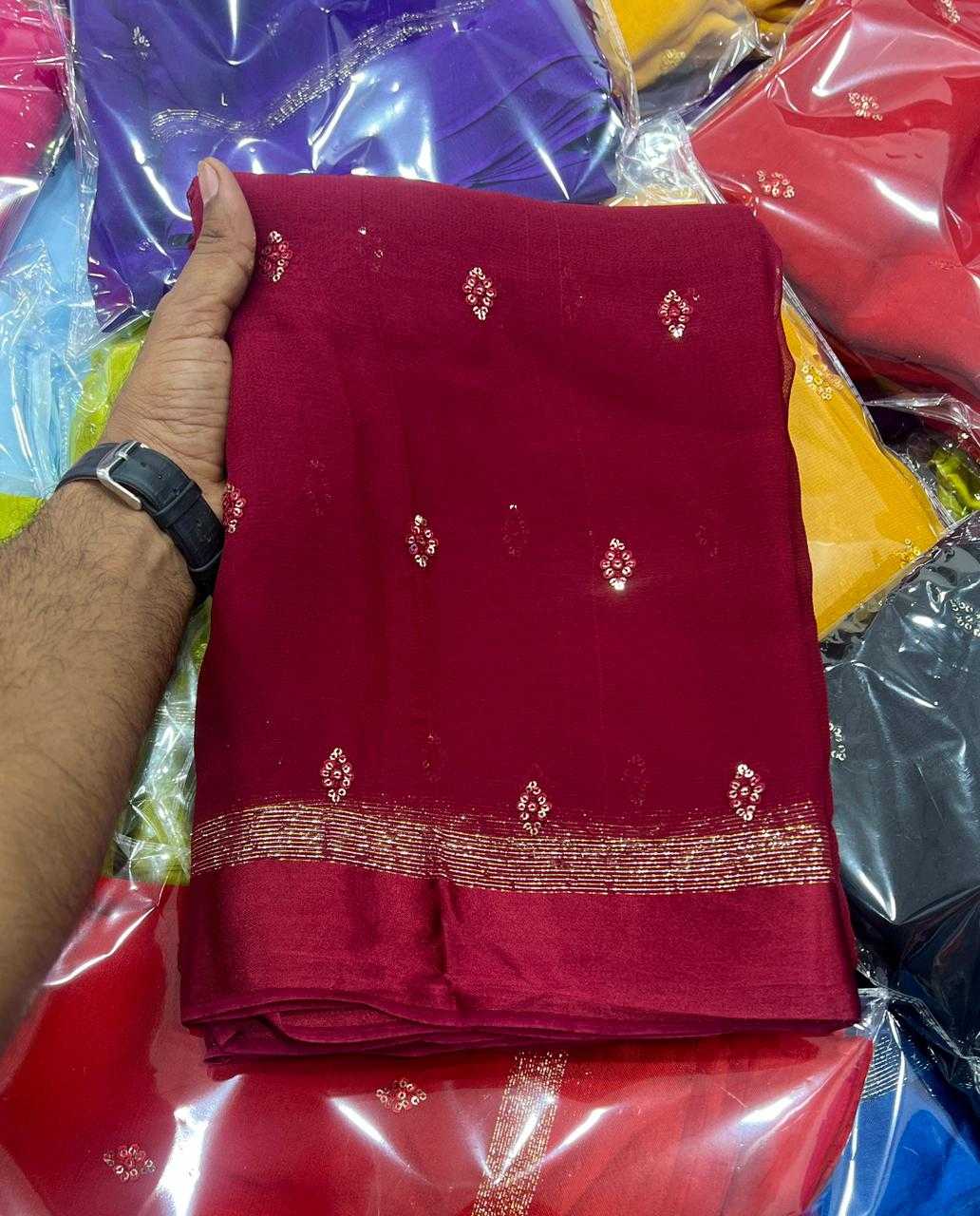 Ynf Viscouse Crushed Georgette KESH691 137 Sarees Festive Collections Wholesale Georgette Sarees Sequin Sarees Viscose Saree Manufacturer- Kapda Export