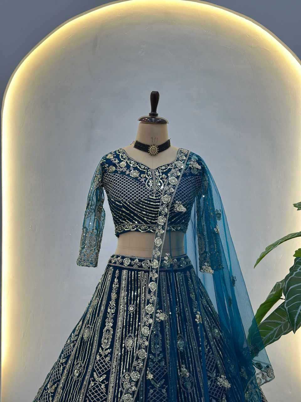 Ynf Butterfly Net KESH533 5164 Lehengas Wholesale Wedding Lehenga Embroidered Lehenga Sequins Lehenga Manufacturer- Kapda Export