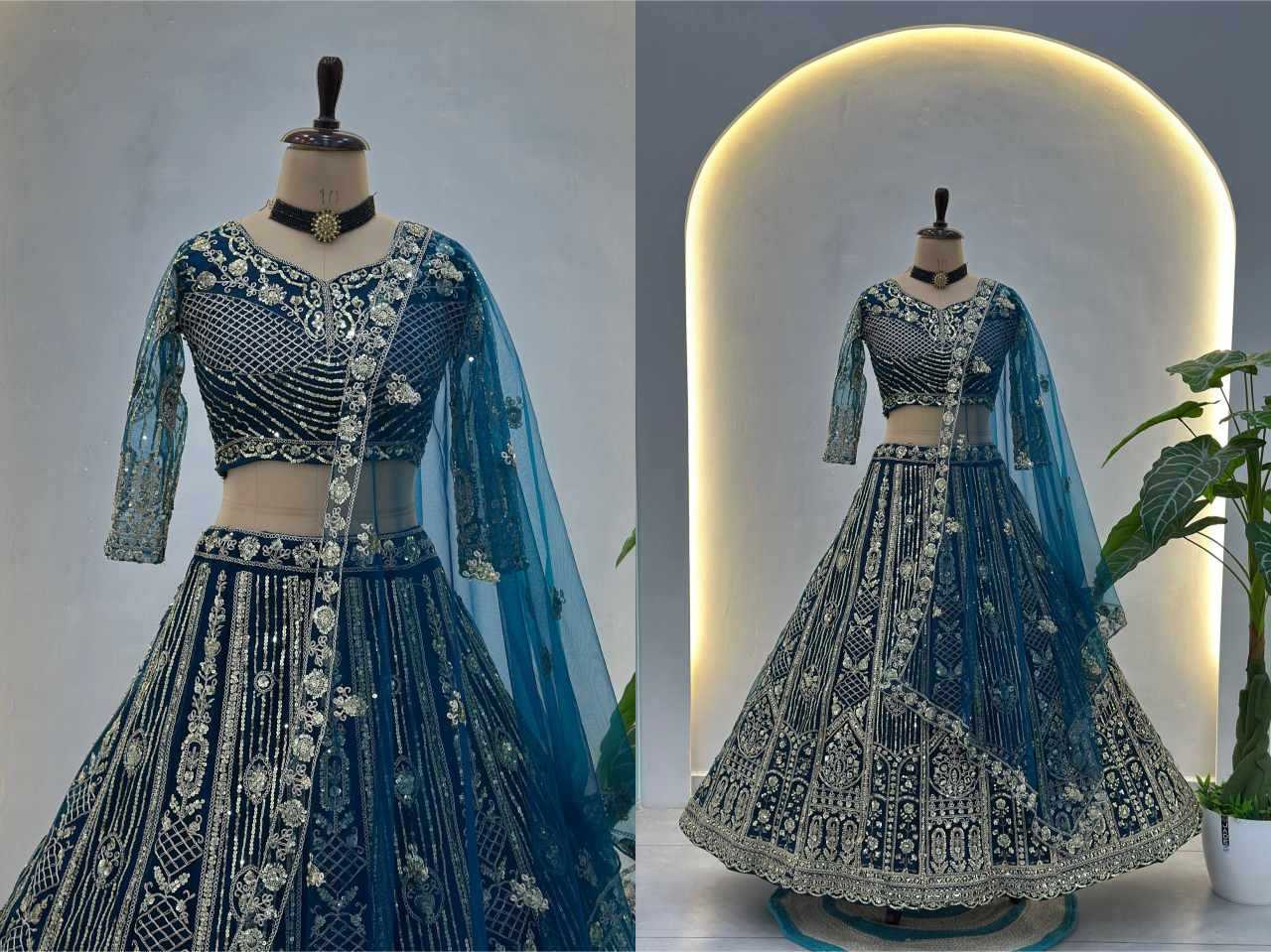 Ynf Butterfly Net KESH533 5164 Lehengas Wholesale Wedding Lehenga Embroidered Lehenga Sequins Lehenga Manufacturer- Kapda Export