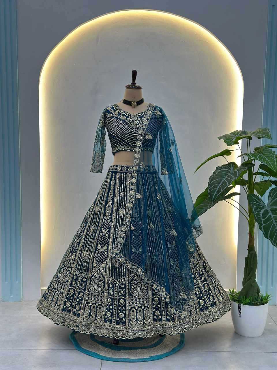 Ynf Butterfly Net KESH533 5164 Lehengas Wholesale Wedding Lehenga Embroidered Lehenga Sequins Lehenga Manufacturer- Kapda Export