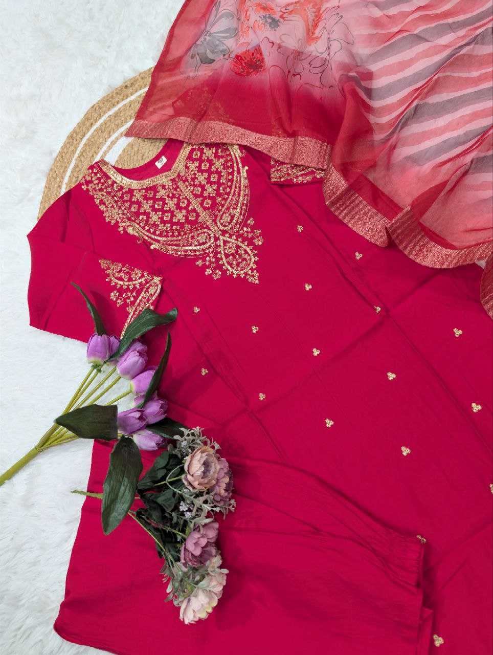 Ynf Chanderi Cotton KESH529 KAVYA Kurti Wholesale Festive Kurtis Designer Kurtis Embroidered Kurtis Manufacturer- Kapda Export