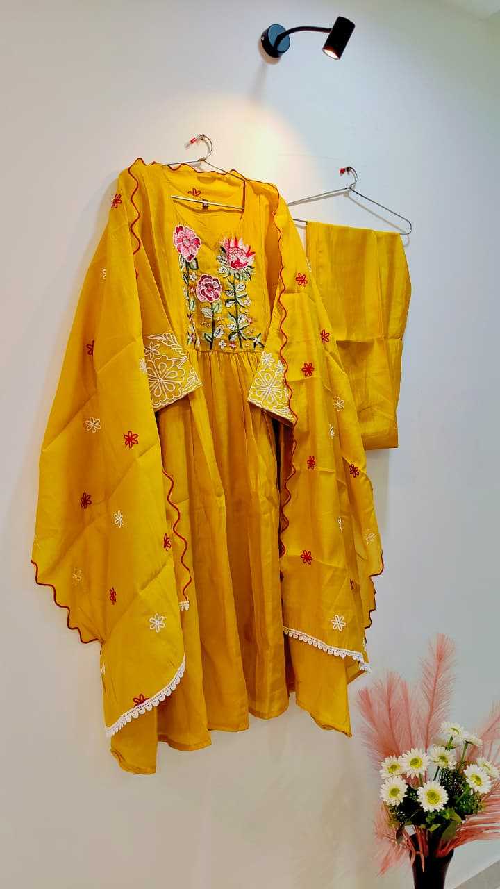 Ynf Chanderi Silk KESH720 Abhivya Suits & Dresses Plus Size Collections Wholesale Embroidery Suits Ladies Silk Suit Anarkali Suits Manufacturer- Kapda Export