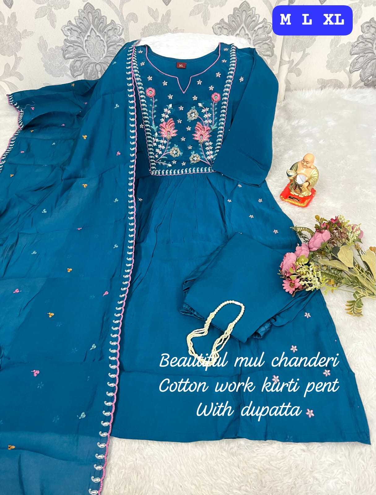 Ynf Chanderi Soft KESH594 Naaz Kurti Wholesale Cotton Kurtis A-Line Kurtis Kurti With Pants Manufacturer- Kapda Export