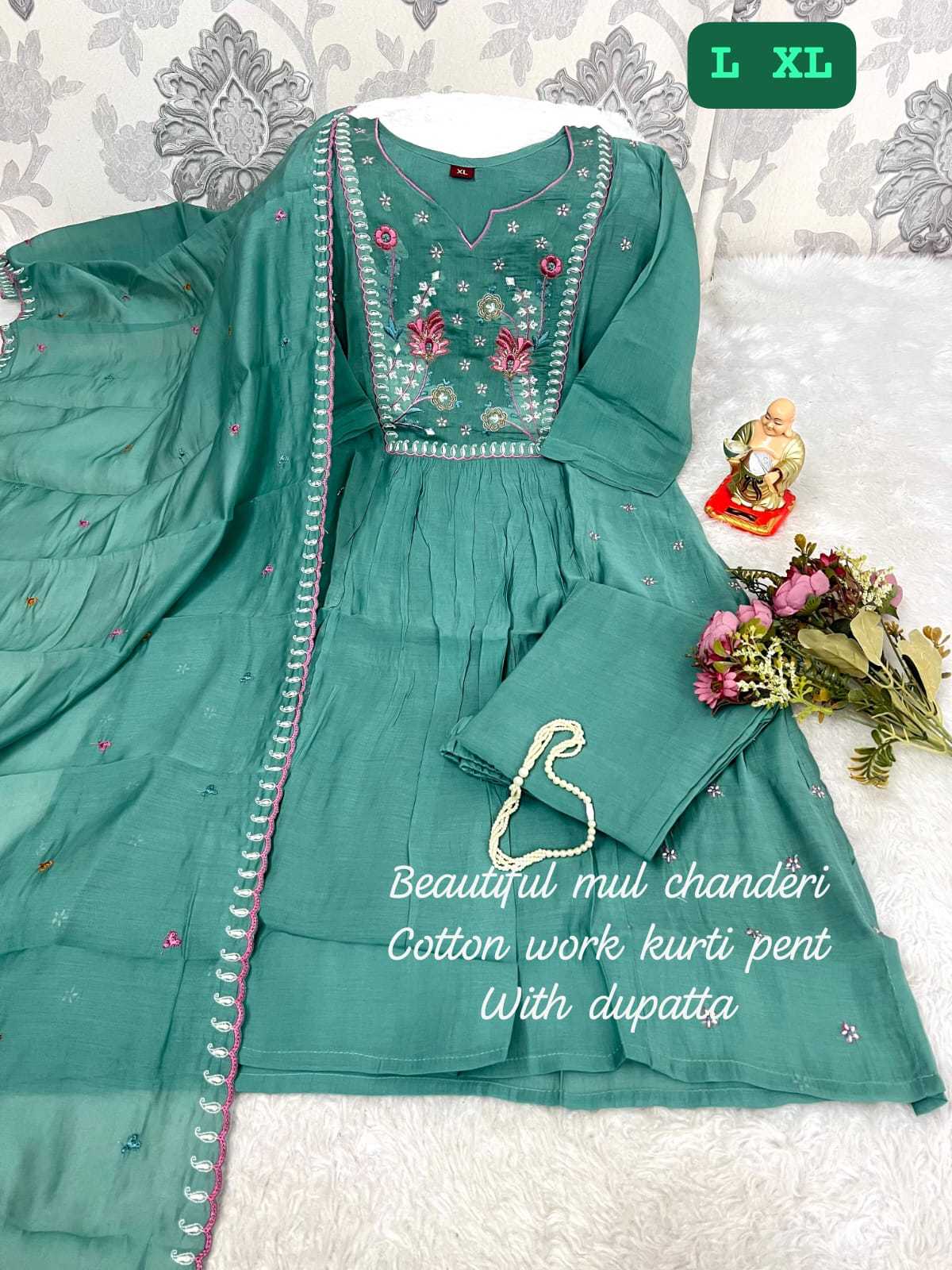 Ynf Chanderi Soft KESH594 Naaz Kurti Wholesale Cotton Kurtis A-Line Kurtis Kurti With Pants Manufacturer- Kapda Export