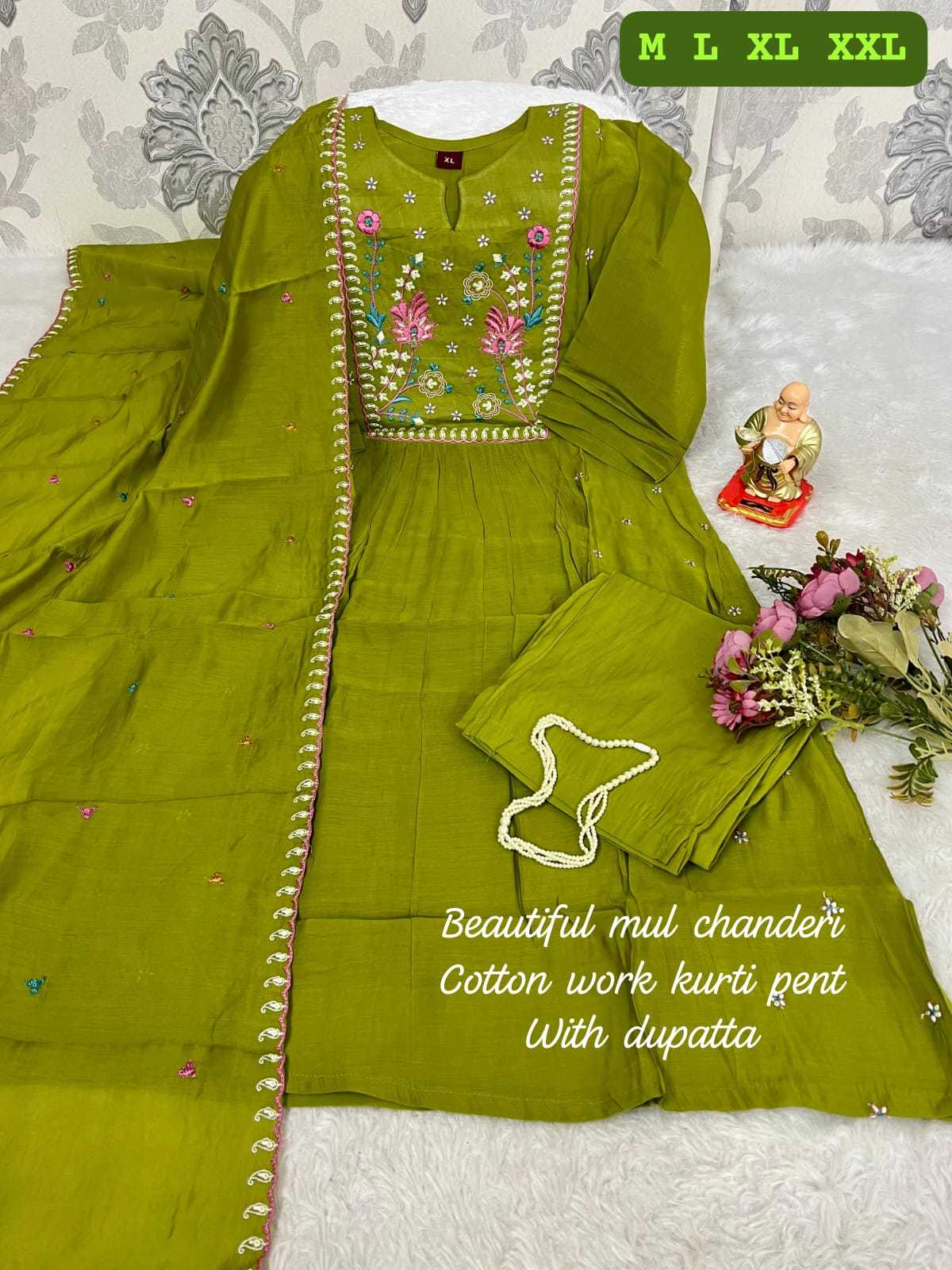 Ynf Chanderi Soft KESH594 Naaz Kurti Wholesale Cotton Kurtis A-Line Kurtis Kurti With Pants Manufacturer- Kapda Export