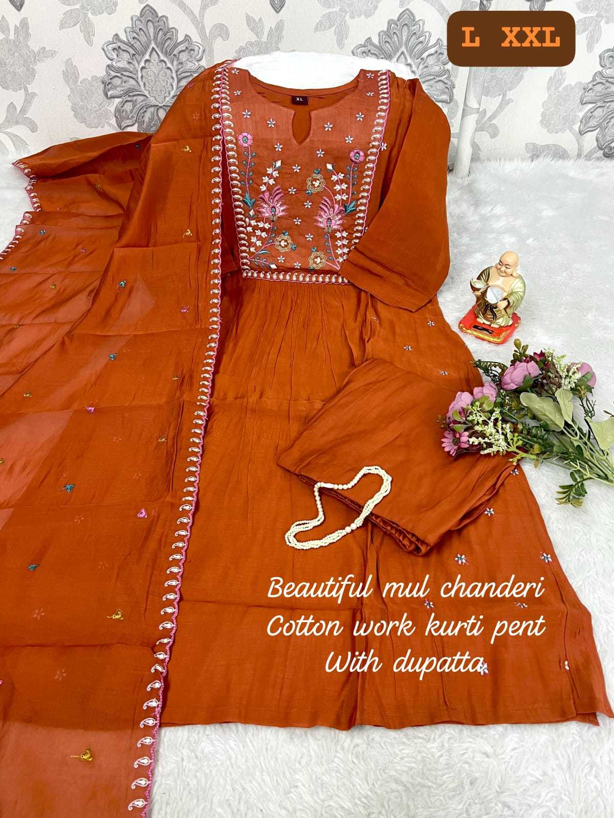 Ynf Chanderi Soft KESH594 Naaz Kurti Wholesale Cotton Kurtis A-Line Kurtis Kurti With Pants Manufacturer- Kapda Export