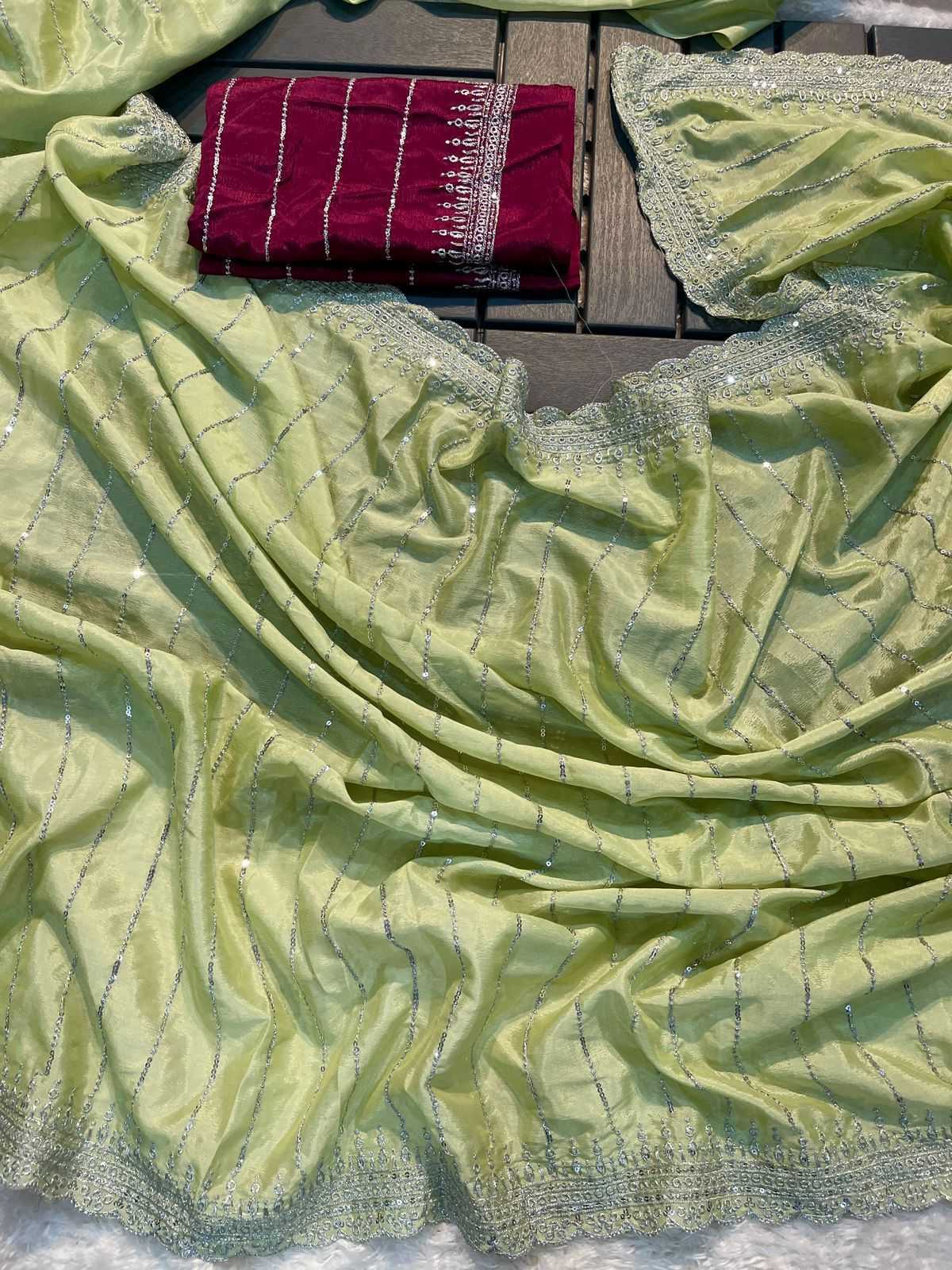 Ynf Chiffon KESH600 Prisha Sarees Wholesale Sequence Sarees Embroidered Sarees Cutwork Saree Manufacturer- Kapda Export