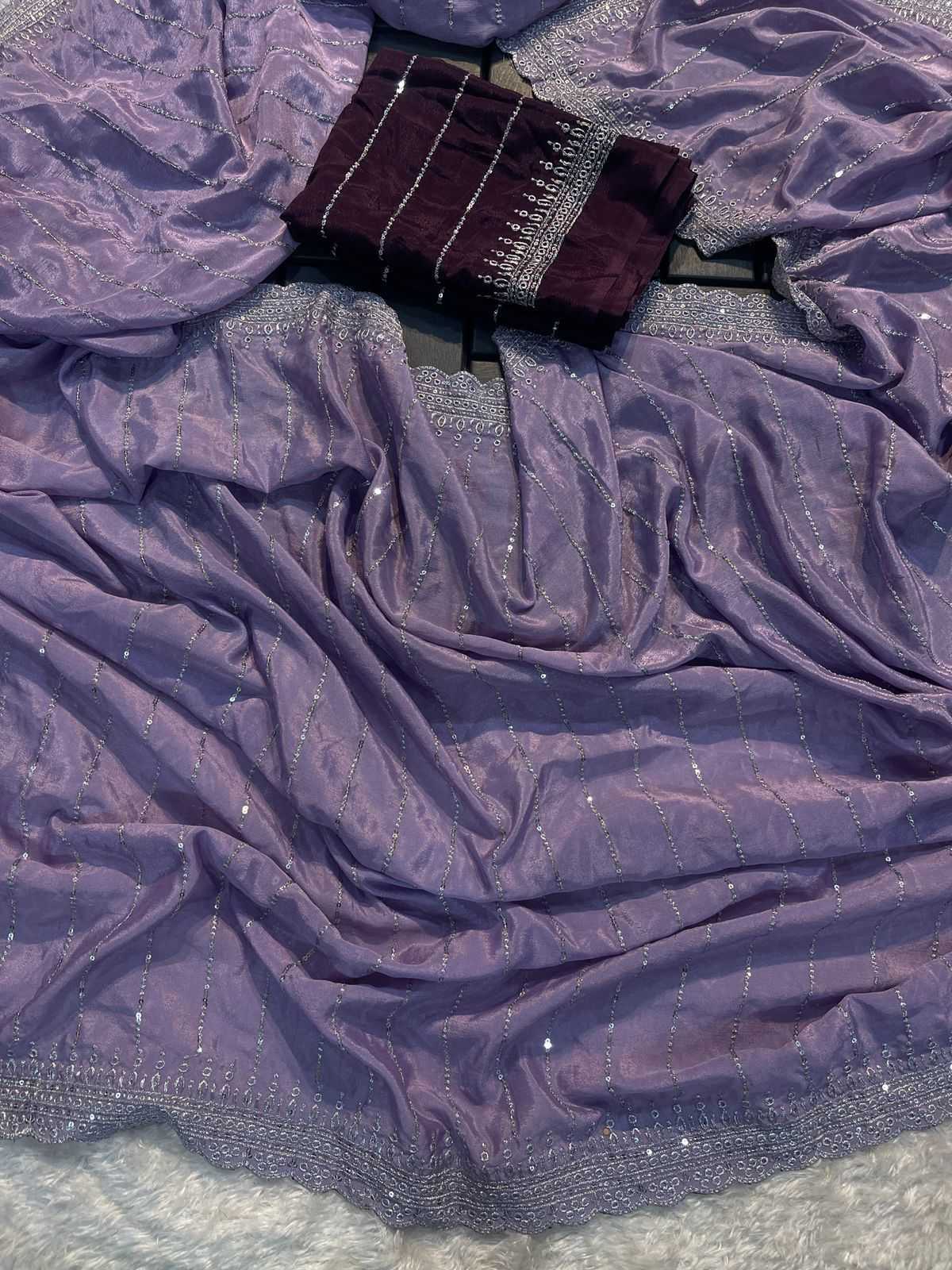 Ynf Chiffon KESH600 Prisha Sarees Wholesale Sequence Sarees Embroidered Sarees Cutwork Saree Manufacturer- Kapda Export