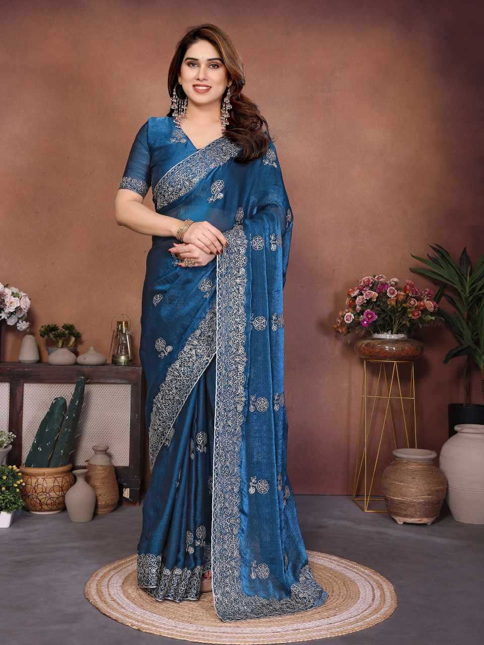 Ynf Chiffon KESH659 Naxita1 Sarees Wholesale Chiffon Sarees Embroidered Sarees Cutwork Saree Manufacturer- Kapda Export