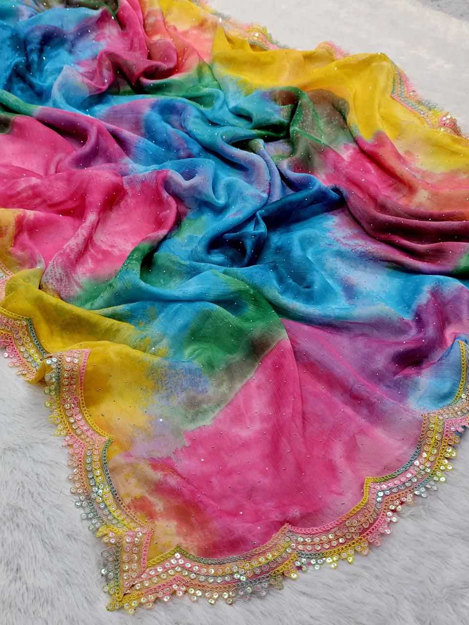 Ynf Chiffon RIN134 SAVAN Sarees Wholesale Printed Sarees Chiffon Sarees Embroidered Sarees Manufacturer- Kapda Export