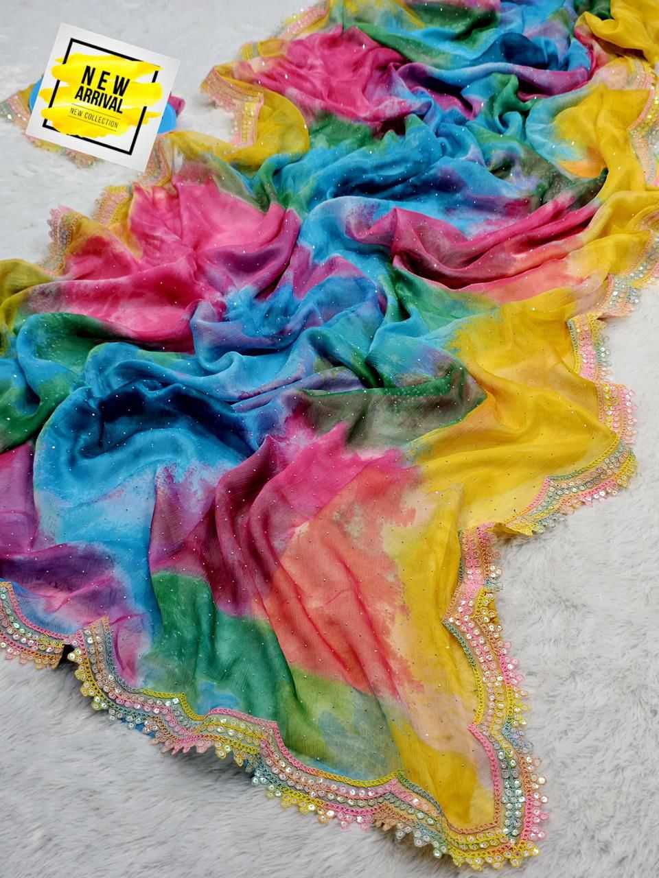 Ynf Chiffon RIN134 SAVAN Sarees Wholesale Printed Sarees Chiffon Sarees Embroidered Sarees Manufacturer- Kapda Export