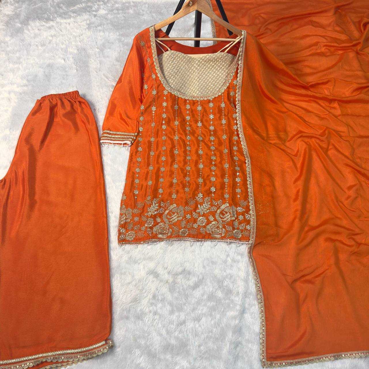 Ynf Chinon KESH531 1077 Suits & Dresses Wholesale Embroidery Suits Palazzo Suit Zari Work Suit Manufacturer- Kapda Export