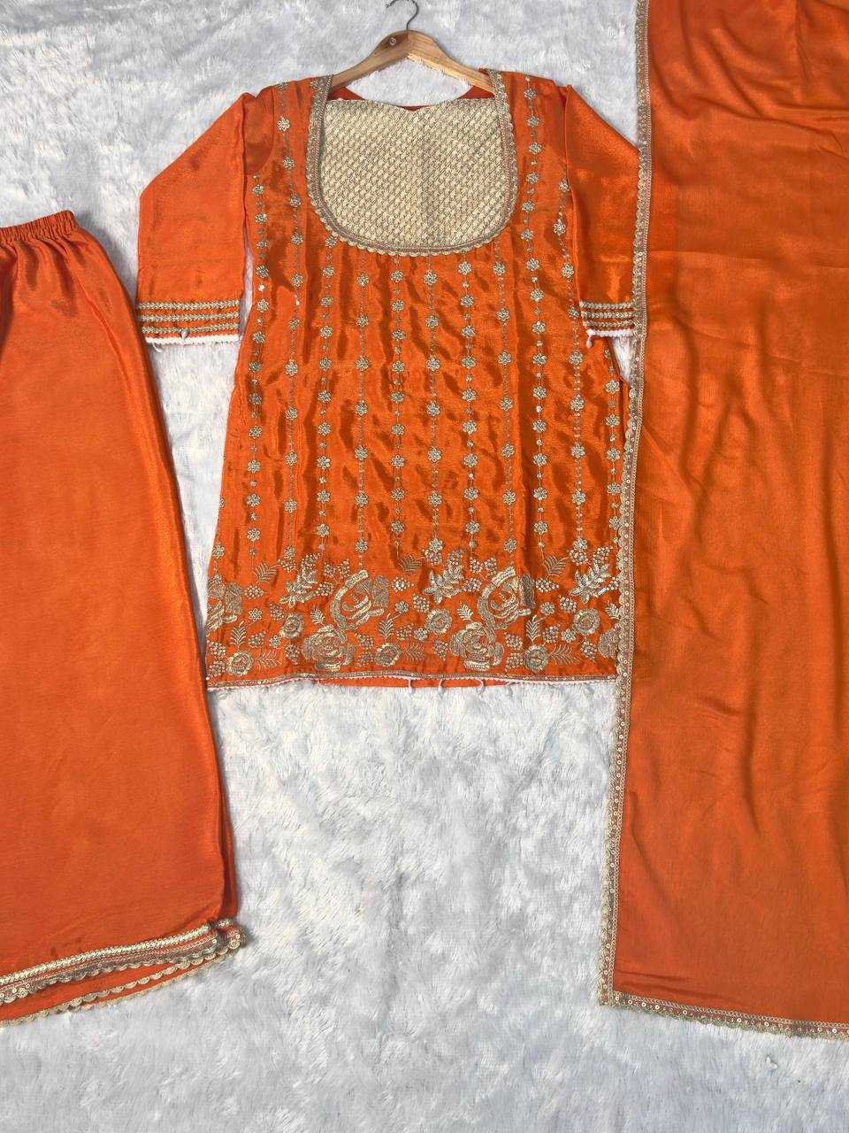 Ynf Chinon KESH531 1077 Suits & Dresses Wholesale Embroidery Suits Palazzo Suit Zari Work Suit Manufacturer- Kapda Export