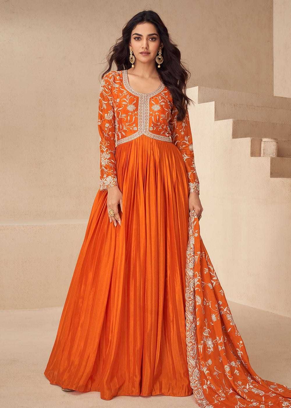 Ynf Chinon KESH546 1244 Gowns Wholesale Fancy Gowns Embroidery Gowns Designer Gowns Manufacturer- Kapda Export