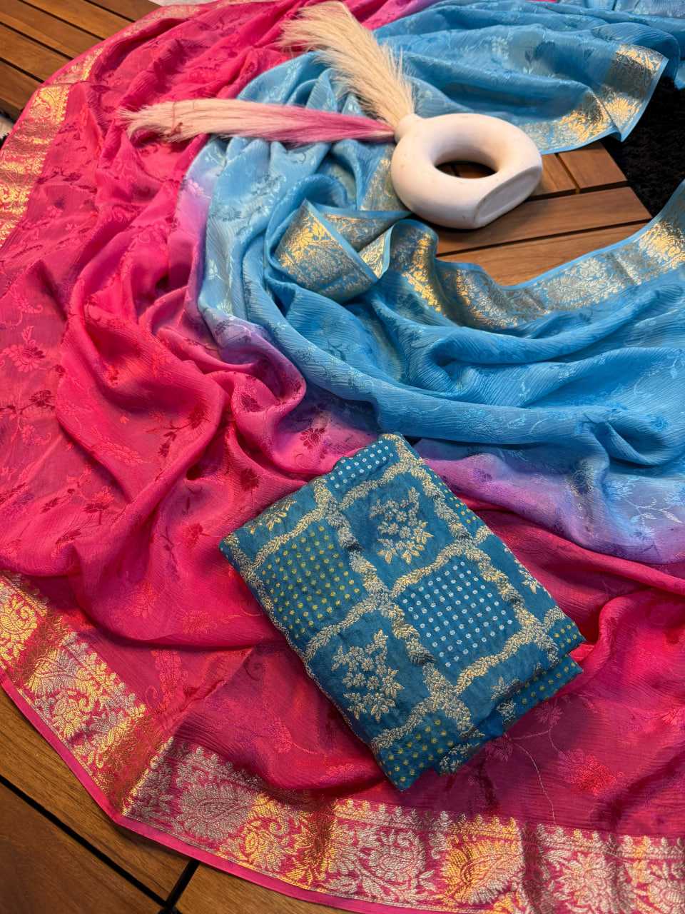 Ynf Chinon KESH676 110 Sarees Festive Collections Wholesale Party Wear Sarees Viscose Saree Sarees With Blouse Manufacturer- Kapda Export