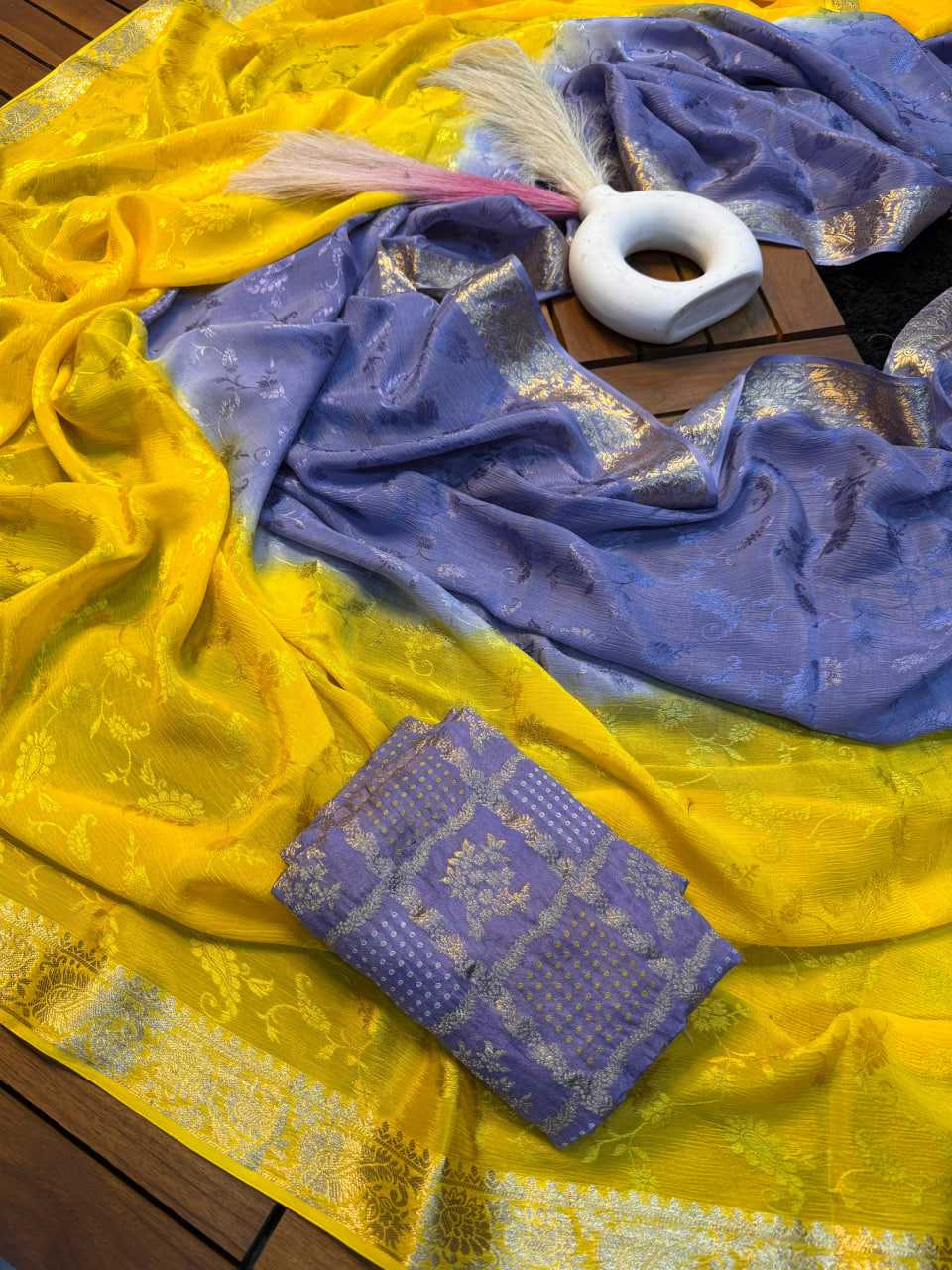 Ynf Chinon KESH676 110 Sarees Festive Collections Wholesale Party Wear Sarees Viscose Saree Sarees With Blouse Manufacturer- Kapda Export