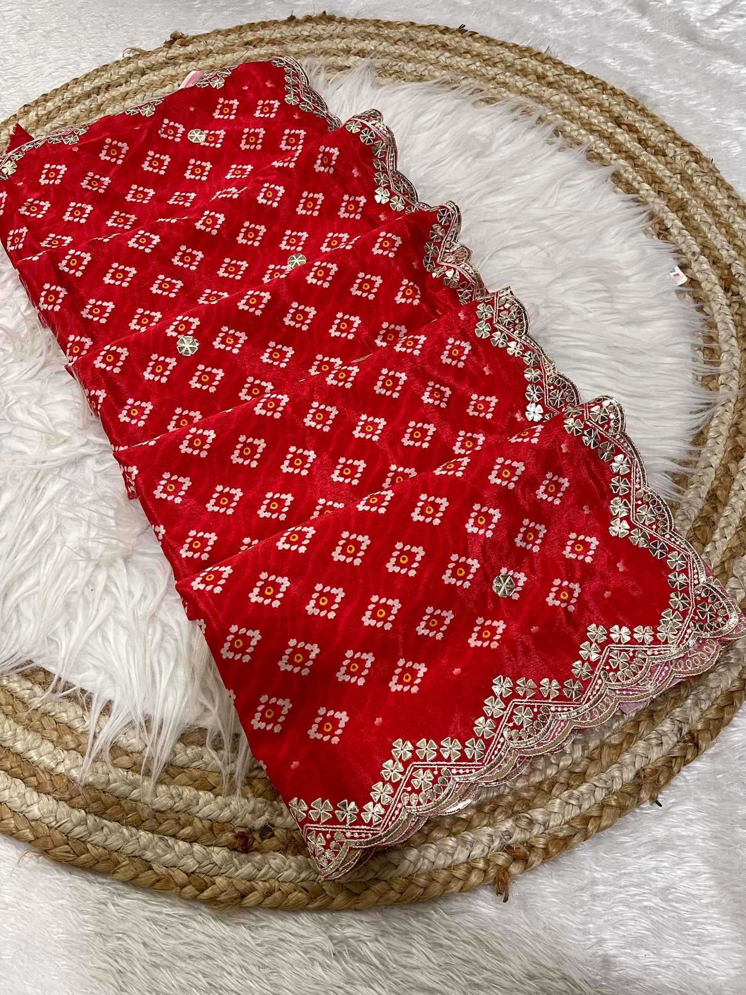 Ynf Chinon KESH725 Aatikaana Sarees Wholesale Designer Sarees Gota Patti Sarees Bandhani Sarees Manufacturer- Kapda Export