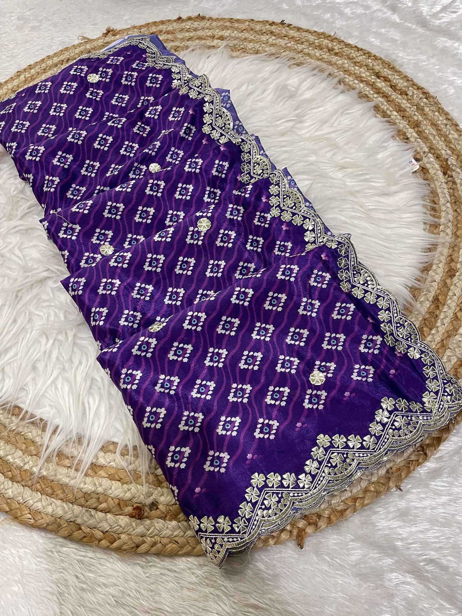 Ynf Chinon KESH725 Aatikaana Sarees Wholesale Designer Sarees Gota Patti Sarees Bandhani Sarees Manufacturer- Kapda Export