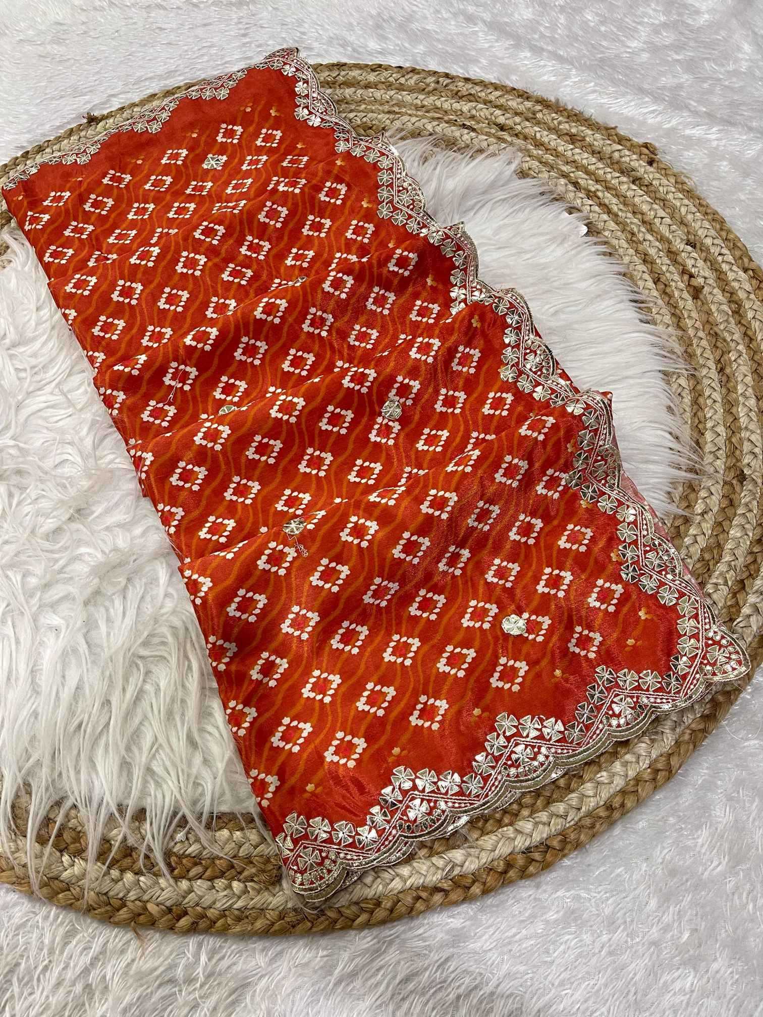 Ynf Chinon KESH725 Aatikaana Sarees Wholesale Designer Sarees Gota Patti Sarees Bandhani Sarees Manufacturer- Kapda Export