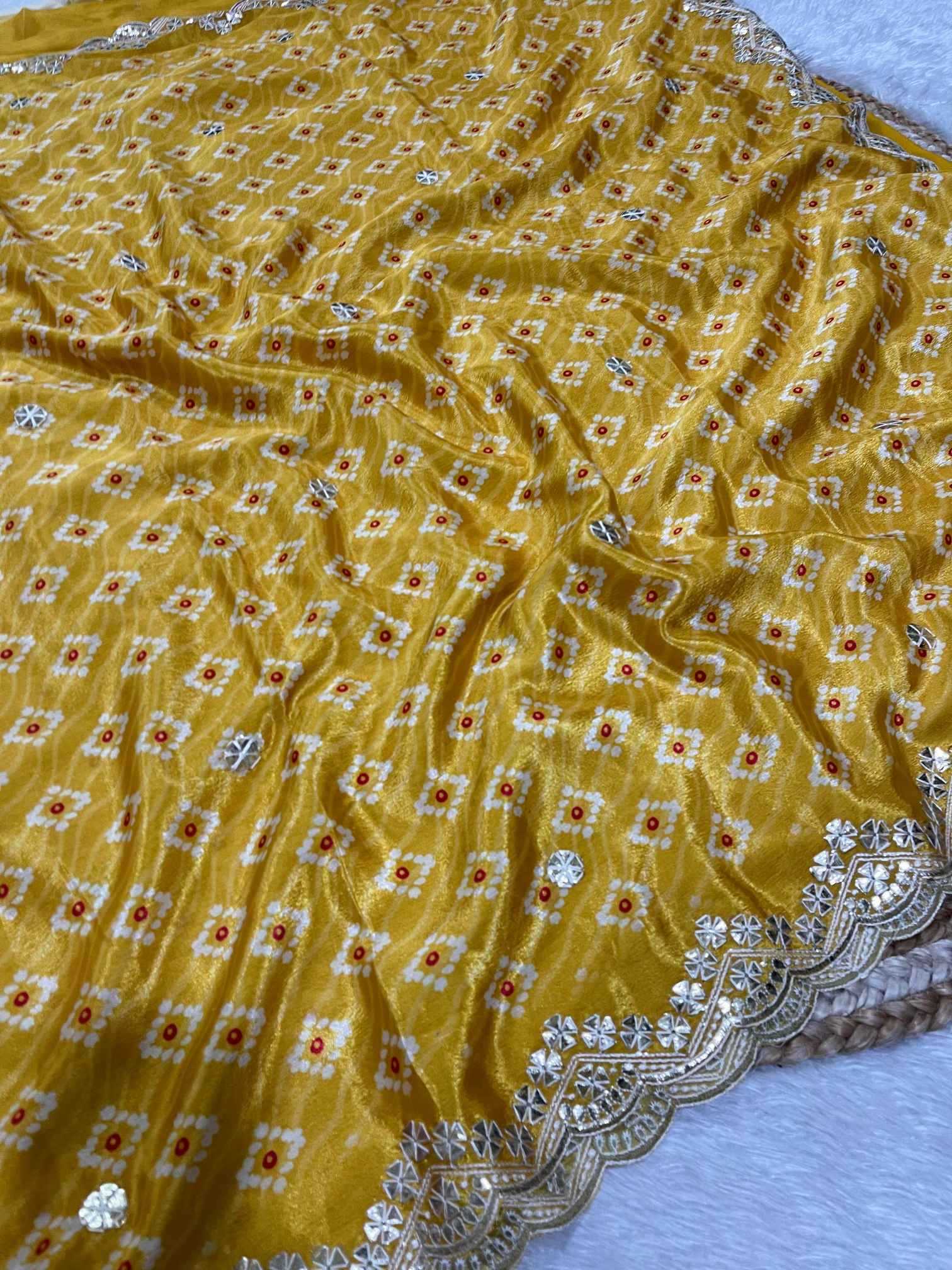 Ynf Chinon KESH725 Aatikaana Sarees Wholesale Designer Sarees Gota Patti Sarees Bandhani Sarees Manufacturer- Kapda Export