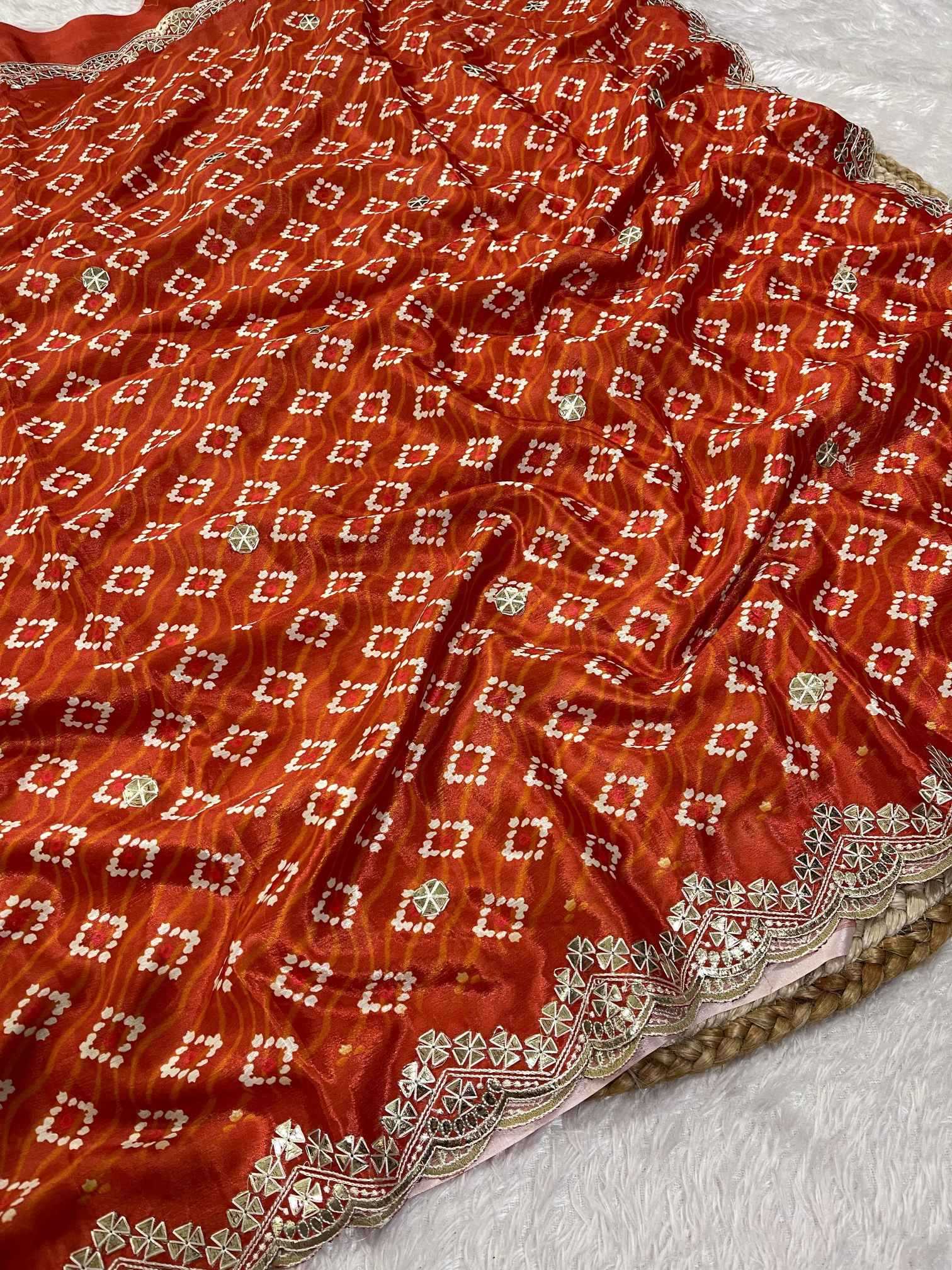 Ynf Chinon KESH725 Aatikaana Sarees Wholesale Designer Sarees Gota Patti Sarees Bandhani Sarees Manufacturer- Kapda Export