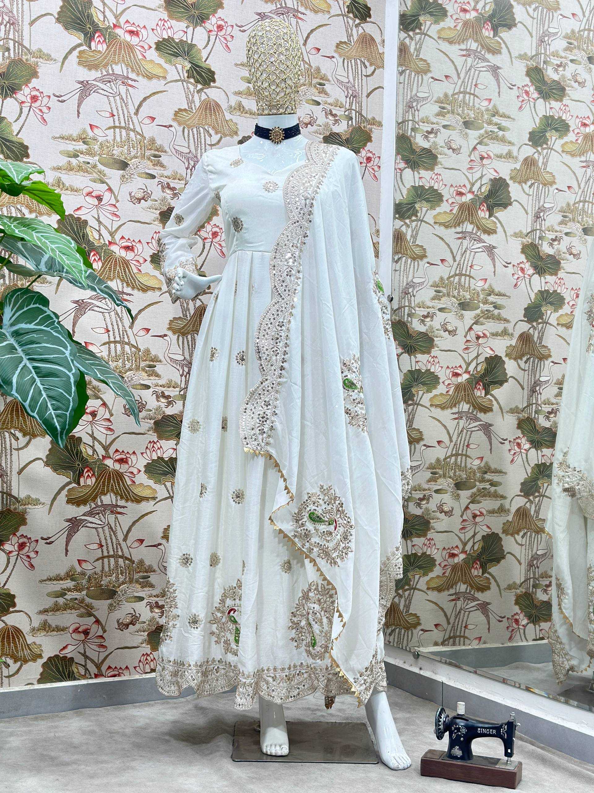 Ynf Chinon Silk KESH533 5100 Gowns Wholesale Embroidery Gowns Designer Gowns Sequin Gowns Manufacturer- Kapda Export