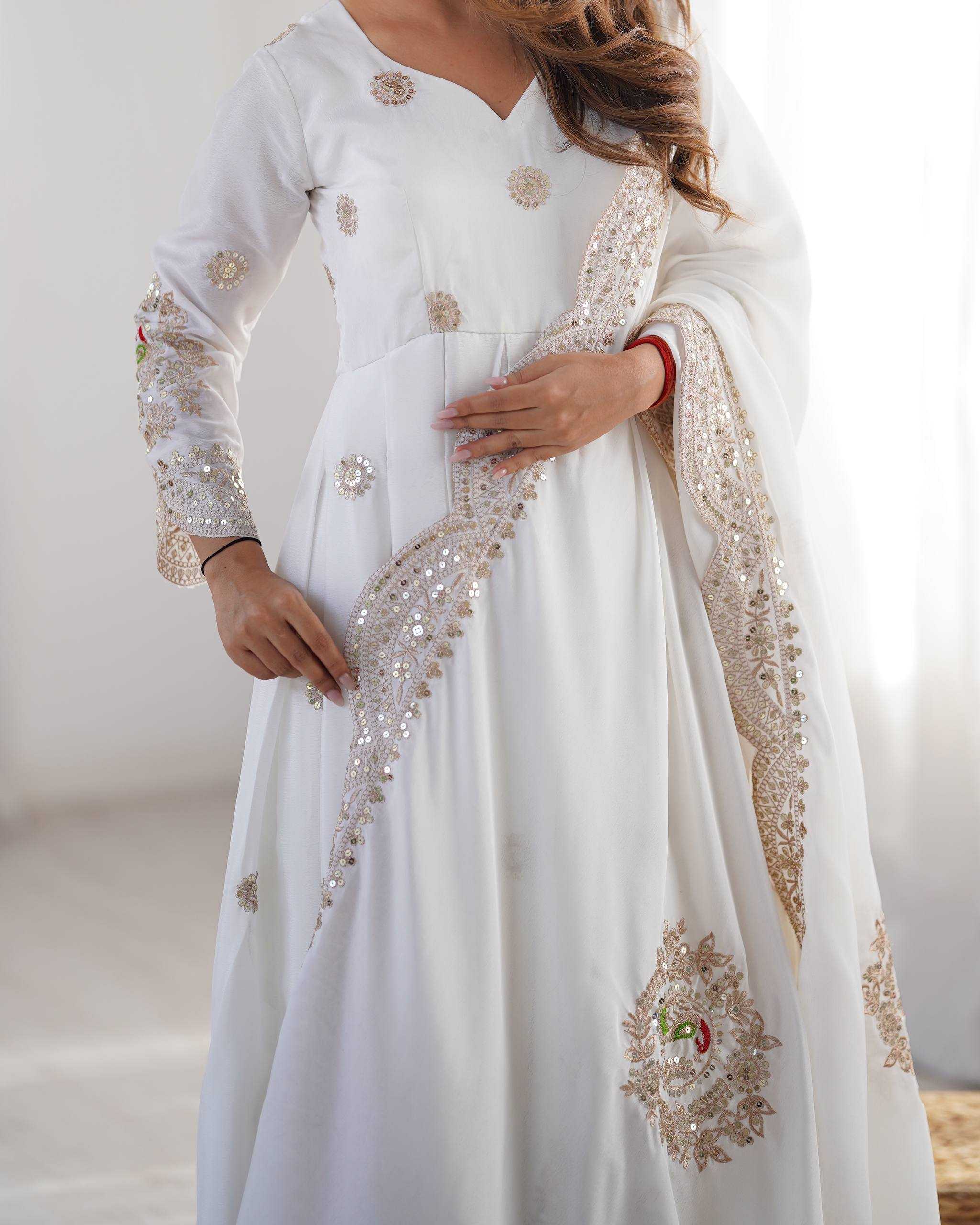 Ynf Chinon Silk KESH533 5100 Gowns Wholesale Embroidery Gowns Designer Gowns Sequin Gowns Manufacturer- Kapda Export