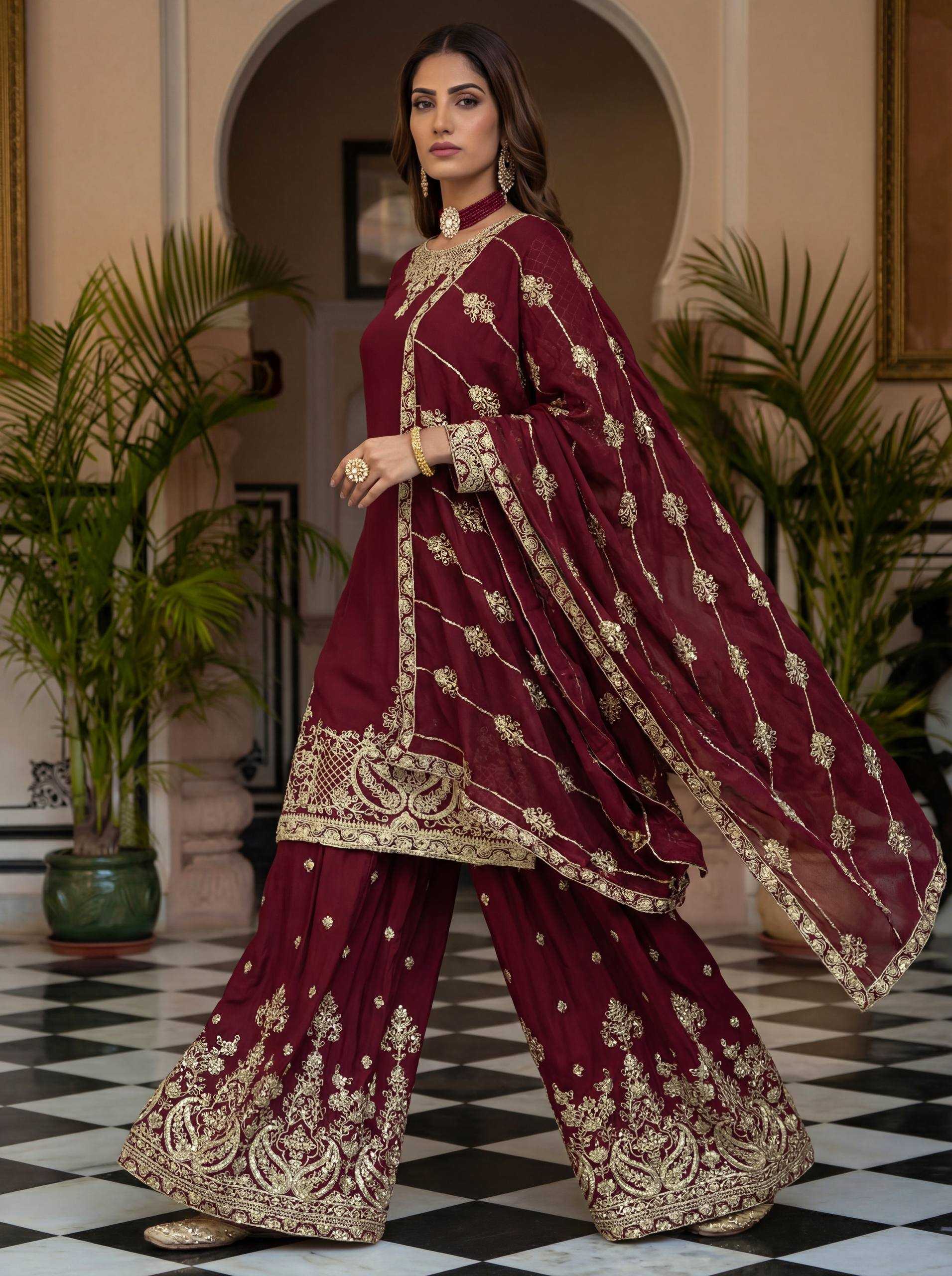 Ynf Chinon Silk KESH533 5160 Kurti Wholesale Festive Kurtis Designer Kurtis Embroidered Kurtis Manufacturer- Kapda Export