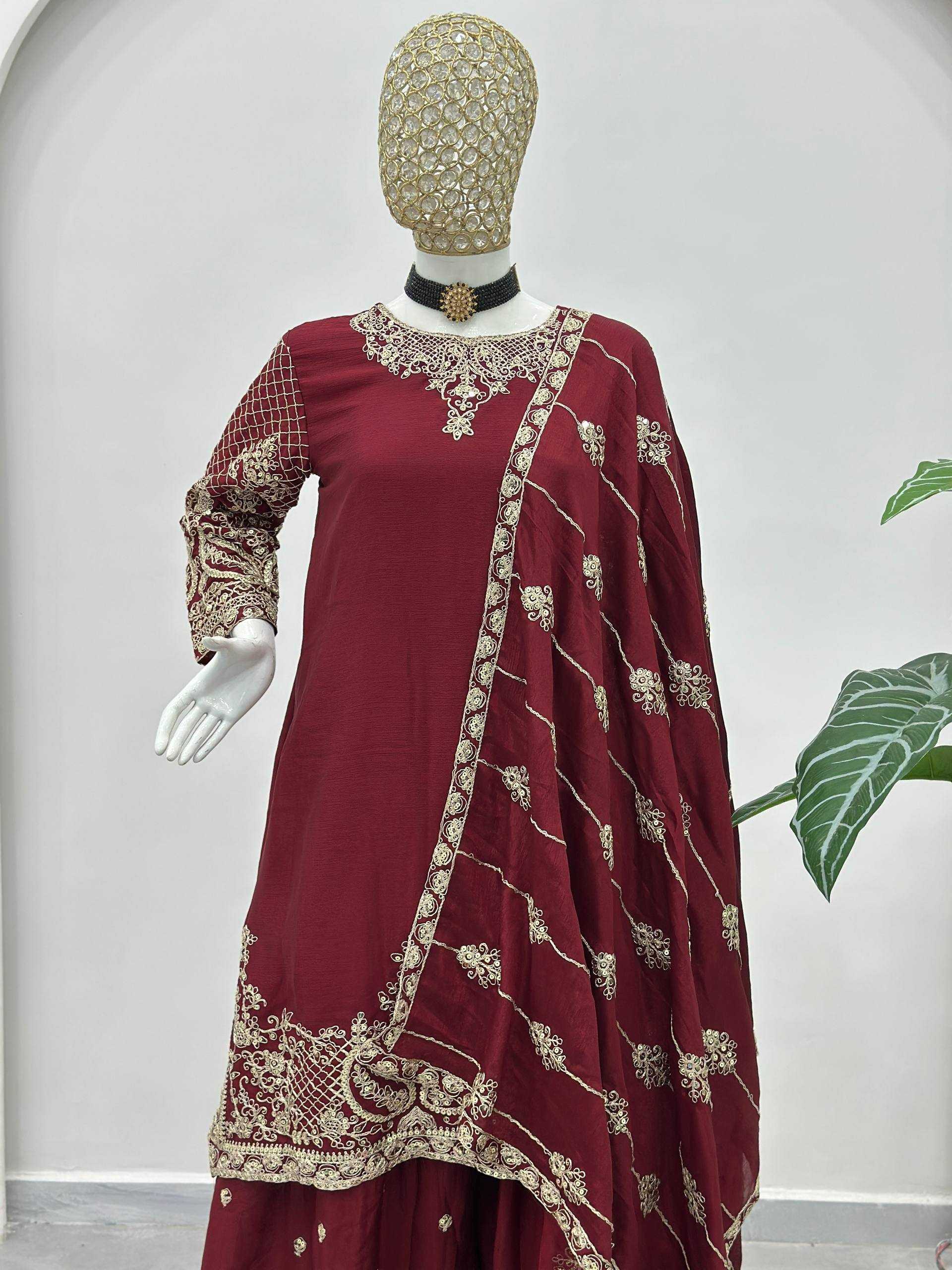 Ynf Chinon Silk KESH533 5160 Kurti Wholesale Festive Kurtis Designer Kurtis Embroidered Kurtis Manufacturer- Kapda Export