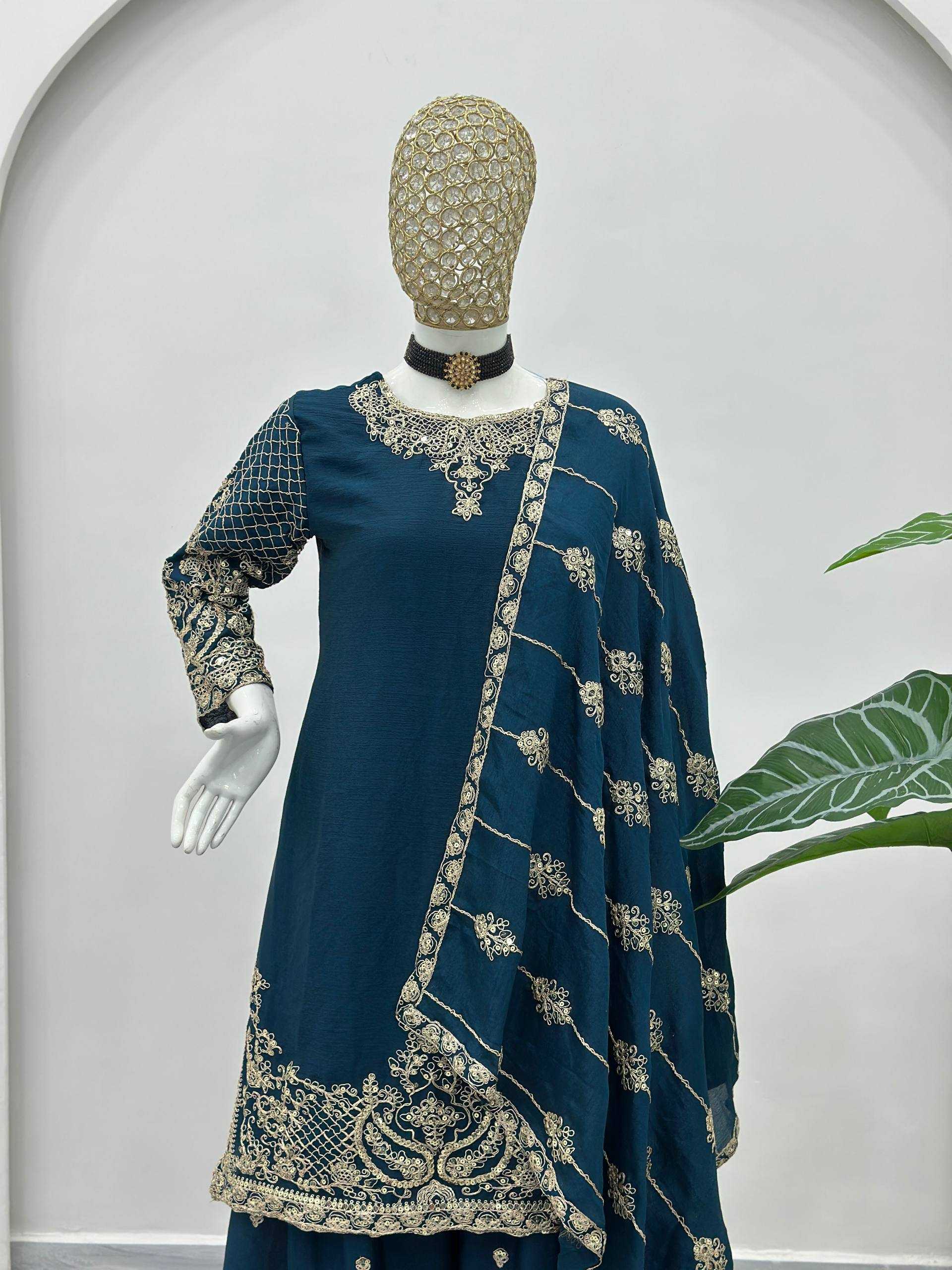 Ynf Chinon Silk KESH533 5160 Kurti Wholesale Festive Kurtis Designer Kurtis Embroidered Kurtis Manufacturer- Kapda Export