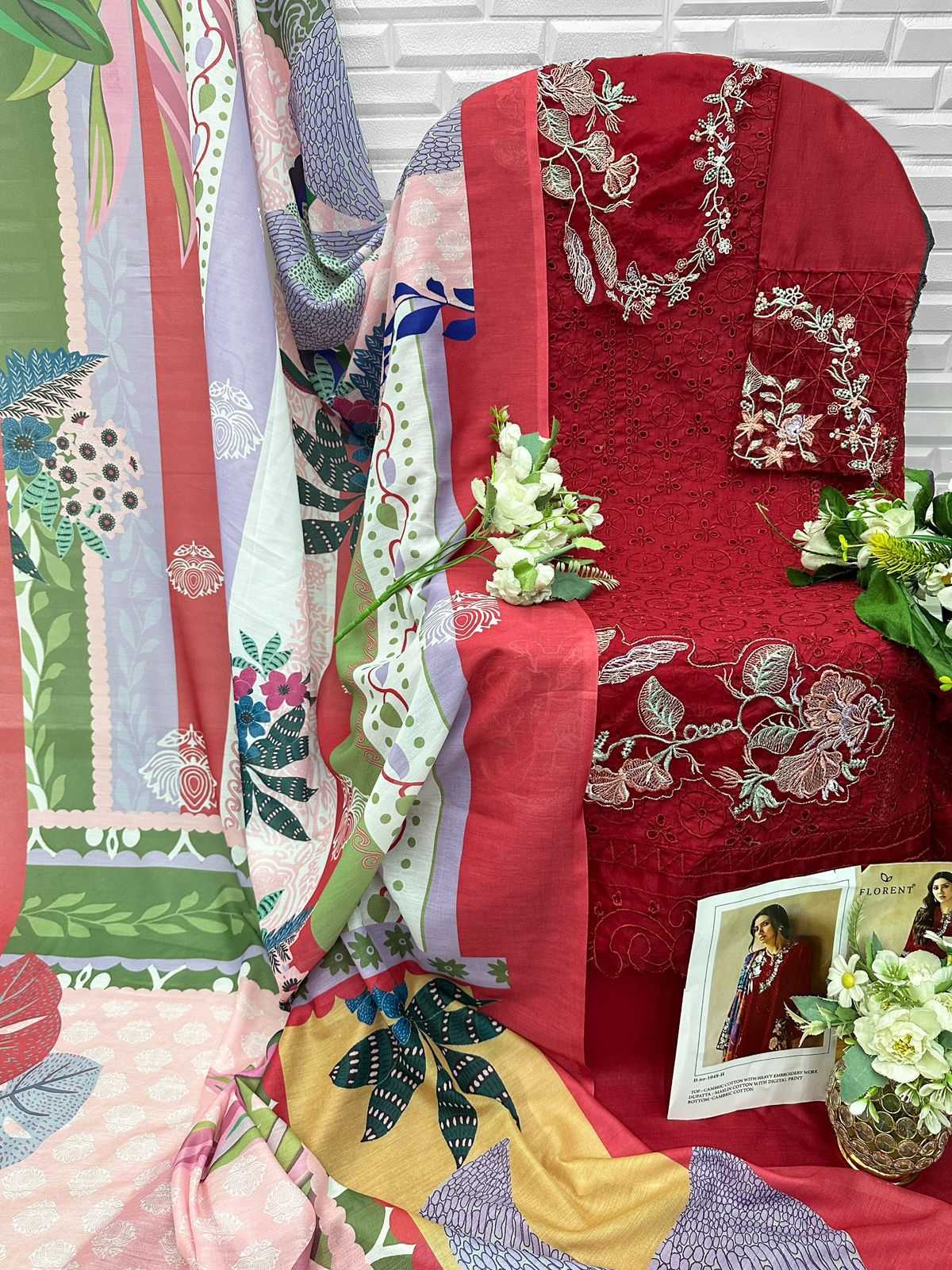 Ynf Cotton Cambric KESH677 FLORENT 1048 Suits & Dresses Wholesale Embroidery Suits Cotton Suits Designer Suits Manufacturer- Kapda Export