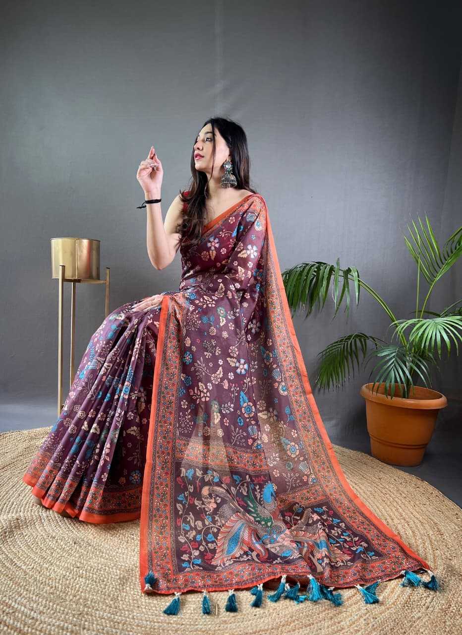 Ynf Cotton KESH249 Raksha Sarees Wholesale Printed Sarees Kalamkari Sarees Cotton Sarees Manufacturer- Kapda Export