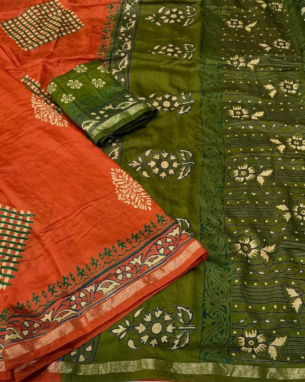 Ynf Cotton KESH433 701 magic ajrakh Sarees Wholesale Ajrakh Sarees Zari Border Sarees Cotton Sarees Manufacturer- Kapda Export