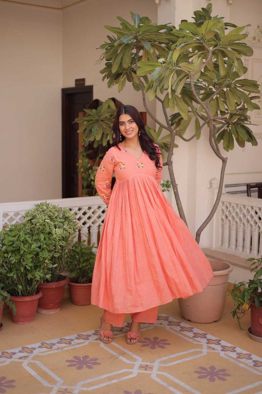 Ynf Cotton KESH489 1236 Kurti Wholesale Designer Kurtis Embroidered Kurtis V-Neck Kurtis Manufacturer- Kapda Export