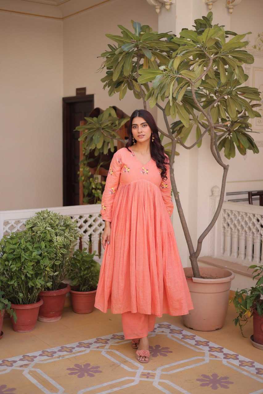 Ynf Cotton KESH489 1236 Kurti Wholesale Designer Kurtis Embroidered Kurtis V-Neck Kurtis Manufacturer- Kapda Export