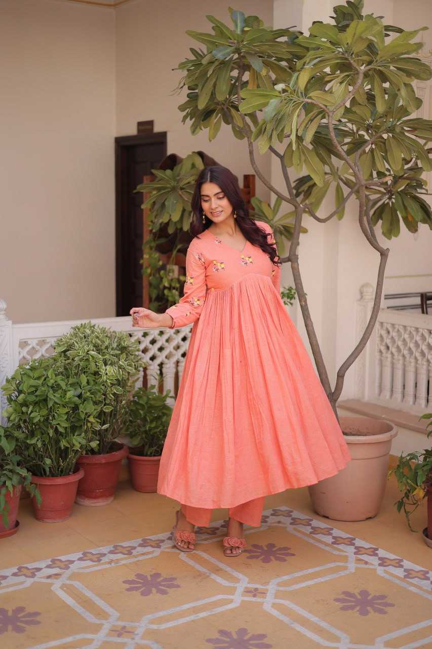 Ynf Cotton KESH489 1236 Kurti Wholesale Designer Kurtis Embroidered Kurtis V-Neck Kurtis Manufacturer- Kapda Export