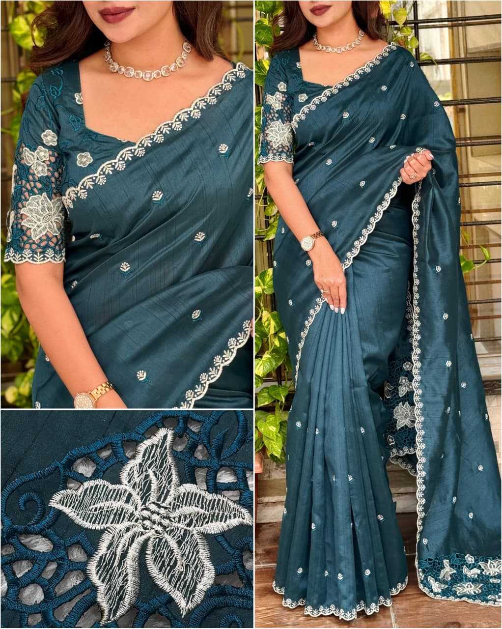 Ynf Cotton KESH501 Soundarya Sarees Wholesale Embroidered Sarees Cutwork Saree Cotton Sarees Manufacturer- Kapda Export