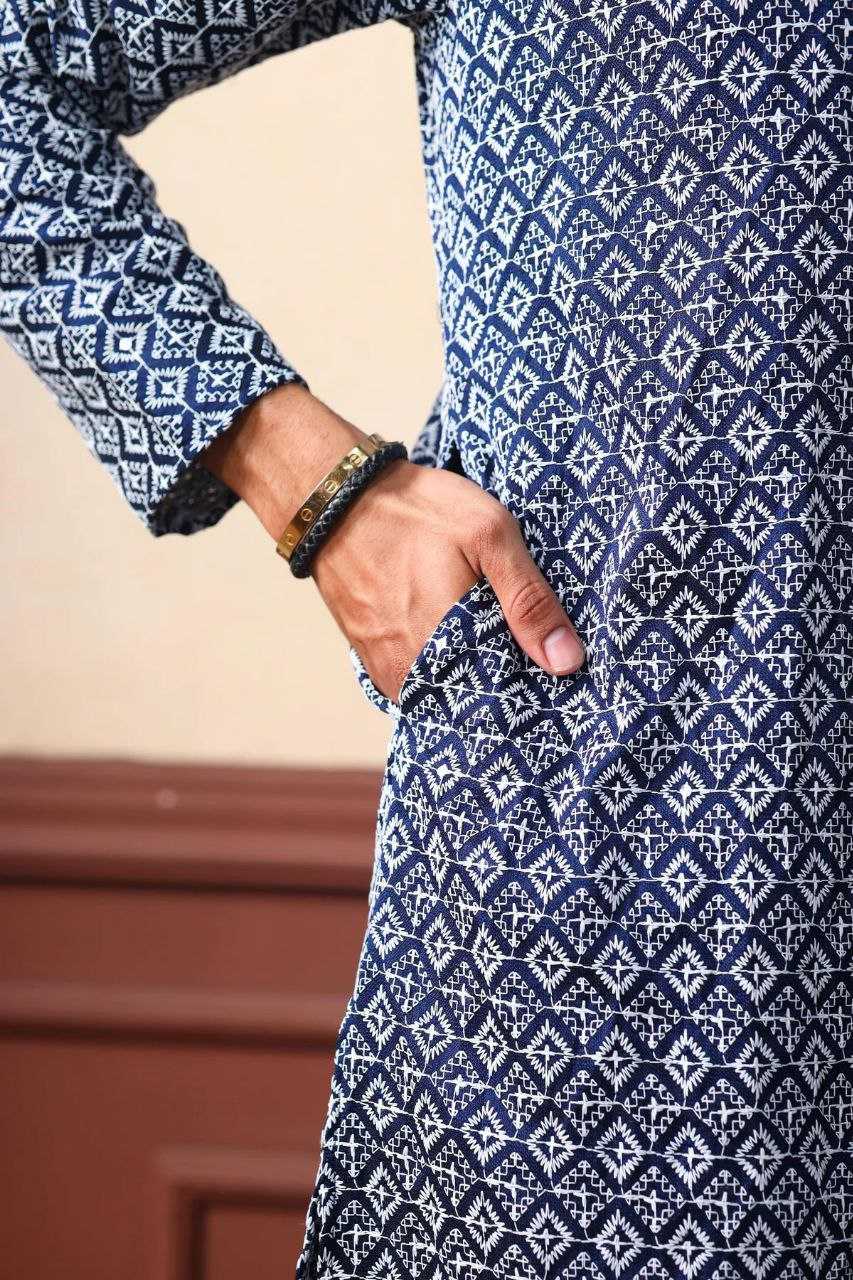 Ynf Cotton KESH552 148 Mens Wear Wholesale Mens Kurtas Men Wedding kurta Embroidered Kurta Pajama Manufacturer- Kapda Export