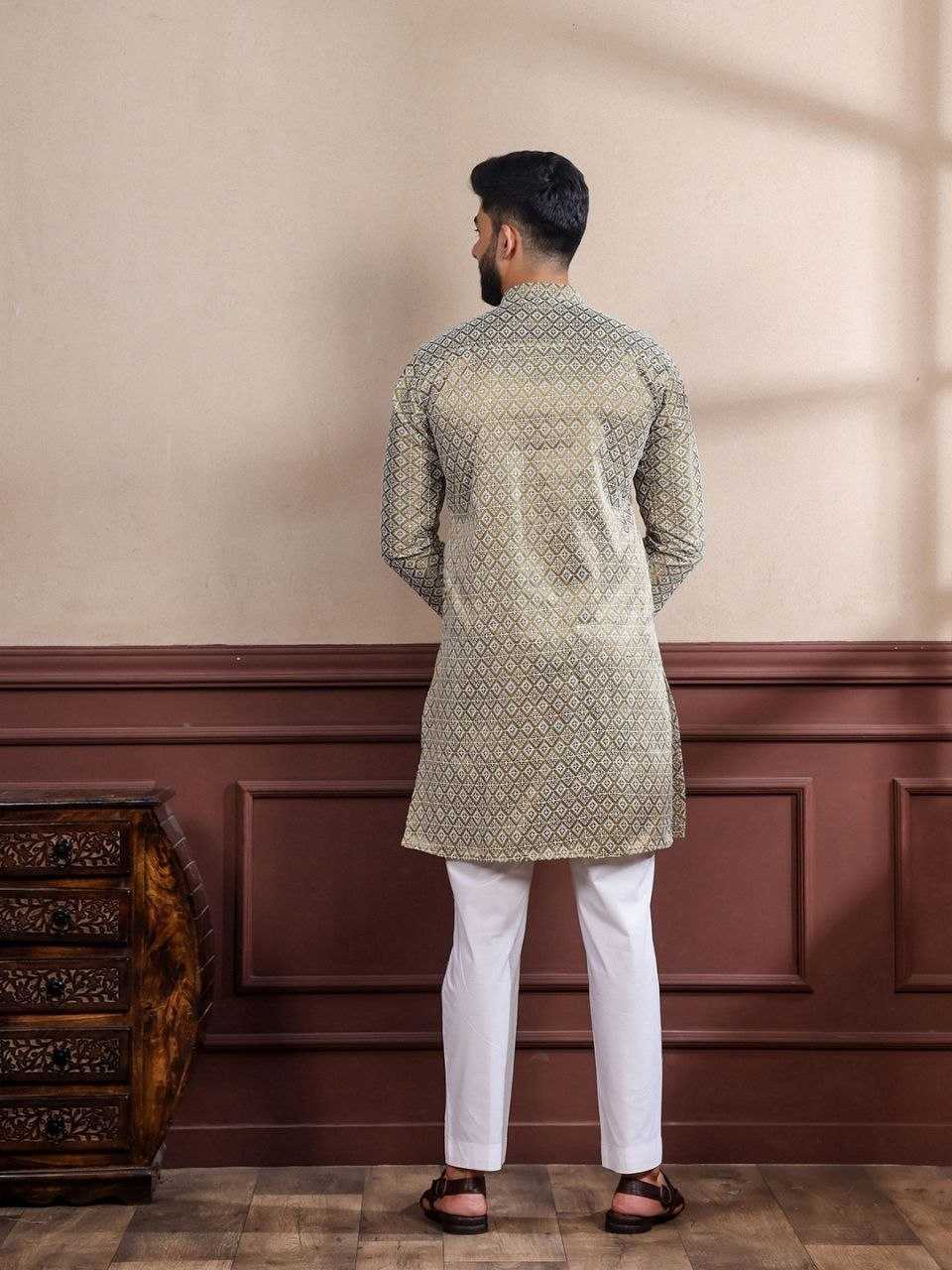 Ynf Cotton KESH552 148 Mens Wear Wholesale Mens Kurtas Men Wedding kurta Embroidered Kurta Pajama Manufacturer- Kapda Export
