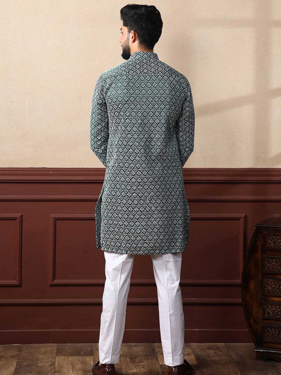 Ynf Cotton KESH552 148 Mens Wear Wholesale Mens Kurtas Men Wedding kurta Embroidered Kurta Pajama Manufacturer- Kapda Export