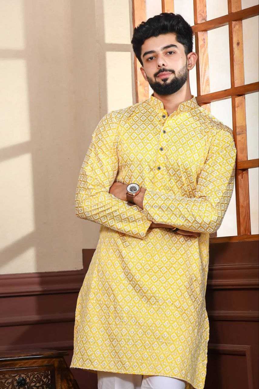 Ynf Cotton KESH552 148 Mens Wear Wholesale Mens Kurtas Men Wedding kurta Embroidered Kurta Pajama Manufacturer- Kapda Export