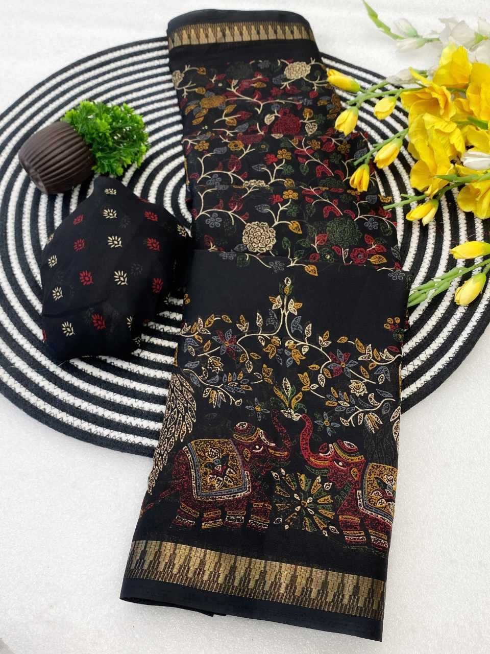 Ynf Cotton KESH554 GAJRAJ Sarees Wholesale Designer Sarees Ajrakh Sarees Kalamkari Sarees Manufacturer- Kapda Export