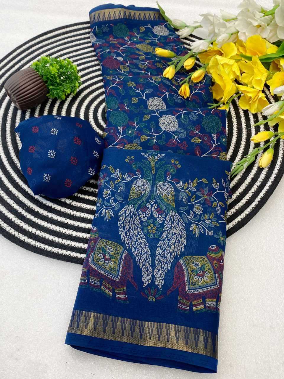 Ynf Cotton KESH554 GAJRAJ Sarees Wholesale Designer Sarees Ajrakh Sarees Kalamkari Sarees Manufacturer- Kapda Export
