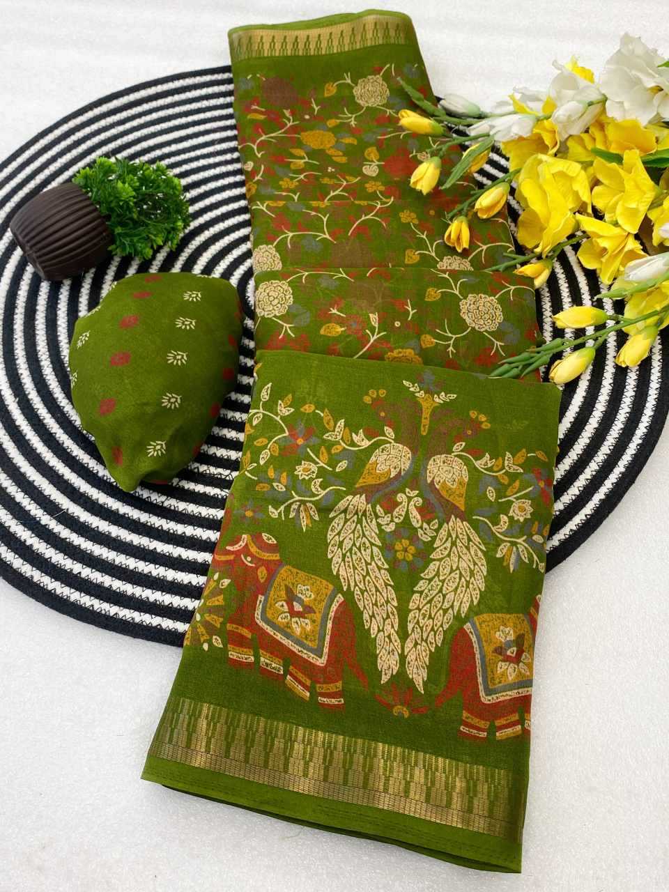 Ynf Cotton KESH554 GAJRAJ Sarees Wholesale Designer Sarees Ajrakh Sarees Kalamkari Sarees Manufacturer- Kapda Export