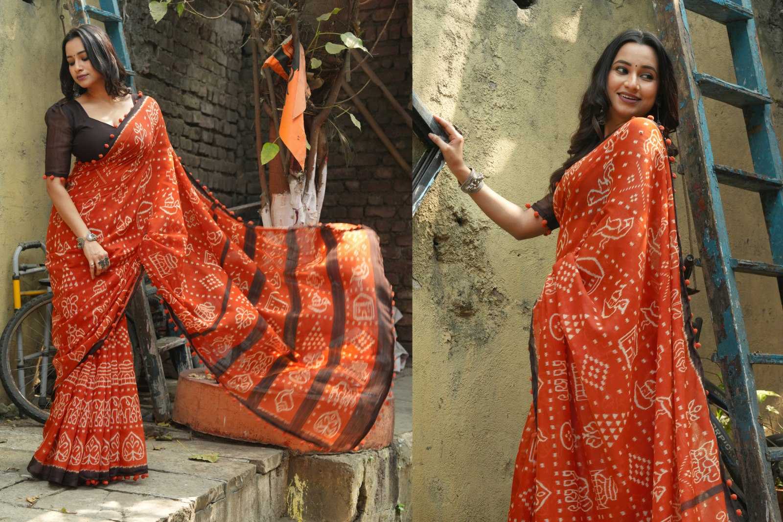 Ynf Cotton KESH554 SANJANA Sarees Wholesale Printed Sarees Ikkat Saree Lightweight Sarees Manufacturer- Kapda Export