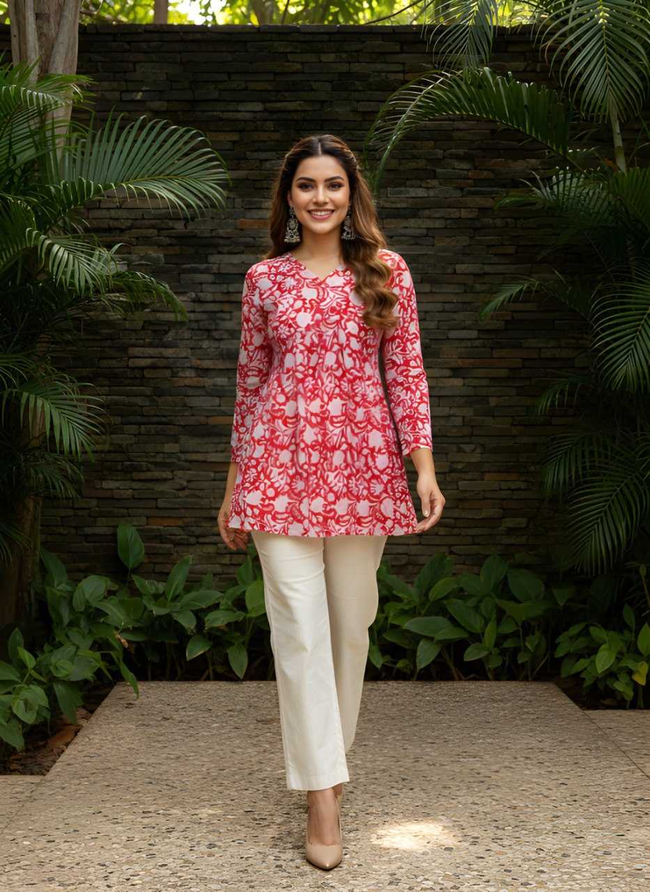 Ynf Cotton KESH559 1048 Kurti Wholesale Printed Kurtis Full Sleeve Kurti V-Neck Kurtis Manufacturer- Kapda Export