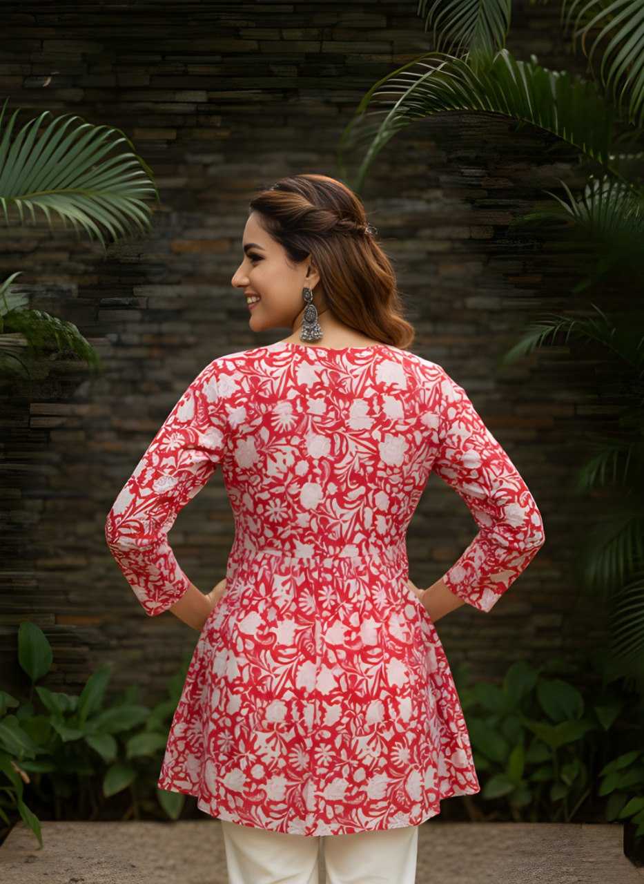 Ynf Cotton KESH559 1048 Kurti Wholesale Printed Kurtis Full Sleeve Kurti V-Neck Kurtis Manufacturer- Kapda Export