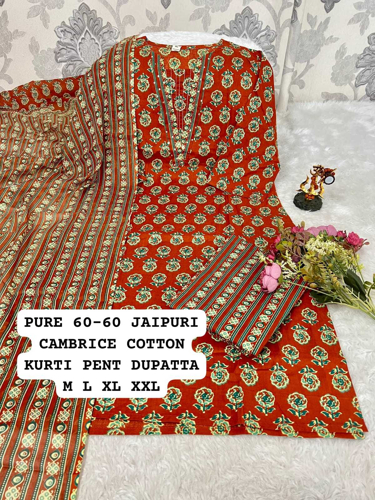 Ynf Cotton KESH594 Pari Kurti Plus Size Collections Wholesale Printed Kurtis Cotton Kurtis Kurti With Pants Manufacturer- Kapda Export