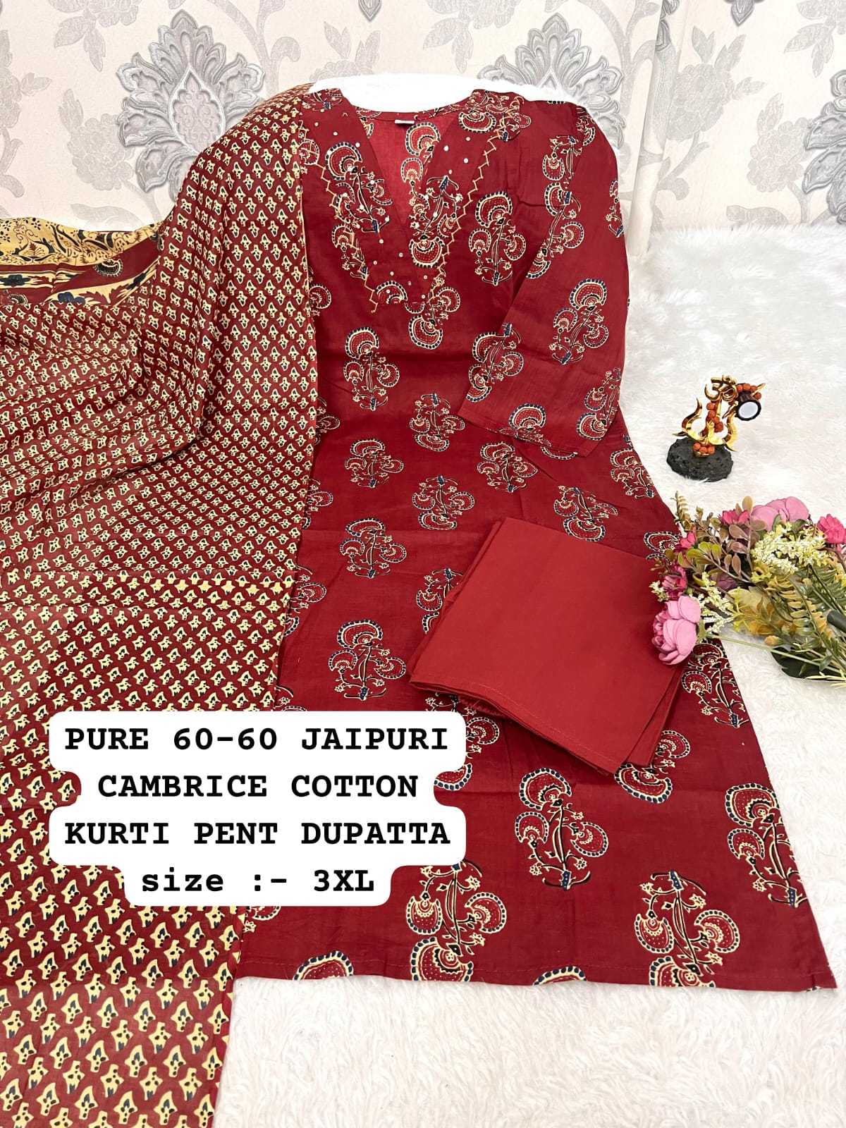 Ynf Cotton KESH594 Pari Kurti Plus Size Collections Wholesale Printed Kurtis Cotton Kurtis Kurti With Pants Manufacturer- Kapda Export