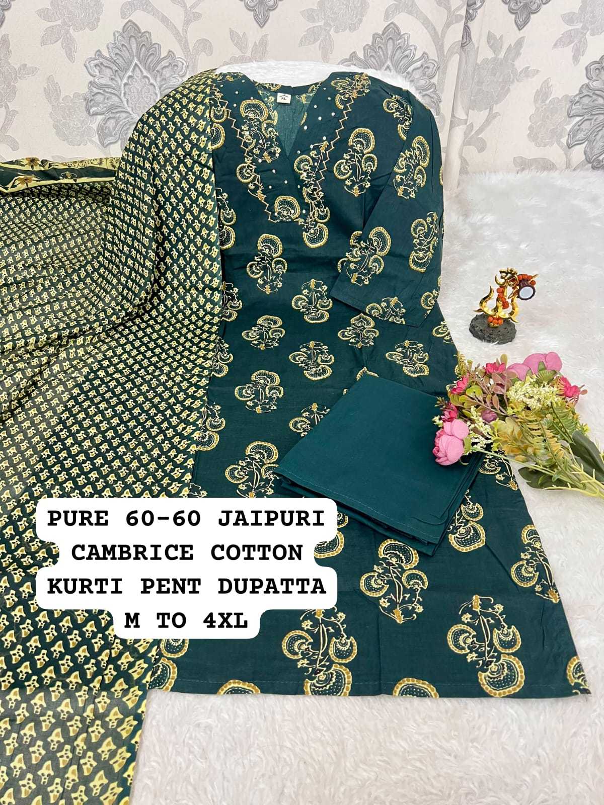 Ynf Cotton KESH594 Pari Kurti Plus Size Collections Wholesale Printed Kurtis Cotton Kurtis Kurti With Pants Manufacturer- Kapda Export